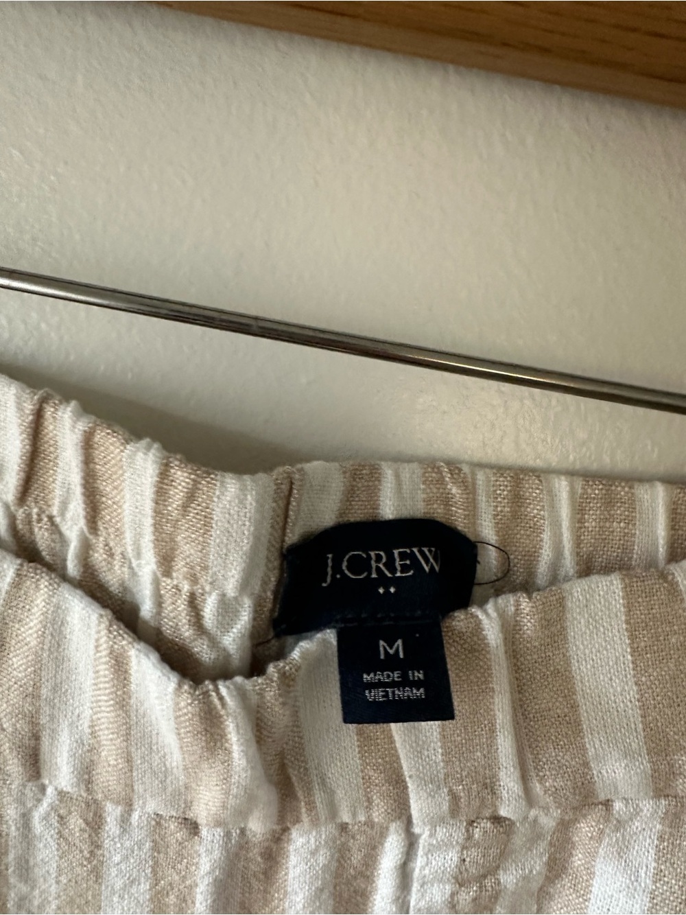 J. Crew Beige and White Striped Linen-Blend Women's Shorts - Picture 3 of 4